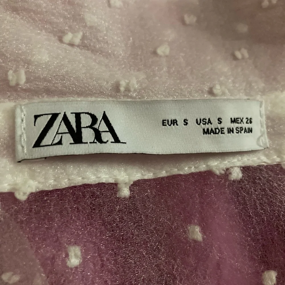 Zara White Swiss Dot Sheer Puff Sleeve Organza Button Up Blouse, Sz S